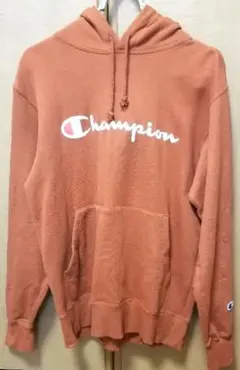 Champion フード付きパーカー Mサイズ くすみオレンジ