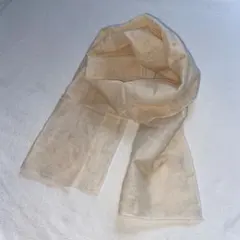 ベージュ　ボーダー柄　ダブルガーゼマフラー　ハンドメイド