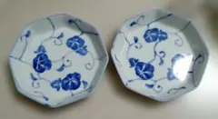 和食器 八角皿 2枚セット 朝顔柄