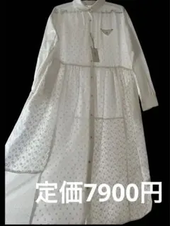 《POU DOU DOU》美品☆小花ドット柄 シャツワンピース　白　タグ付き