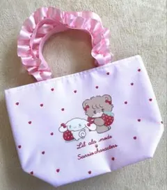 シナモロール　ポチャッコサンリオ バッグ　ピンク　フリル　ミニトートバッグ