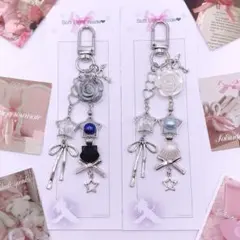 ビーズキーホルダー白