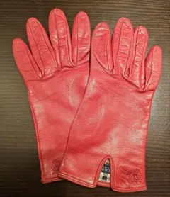 【早い者勝ち!!9】BURBERRY レザー手袋 レッド