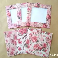 《113》　封筒　ミニ封筒　平袋　トレーシングペーパー　花柄　薔薇　ローズ