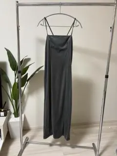 キャミソールワンピース グレー ロング丈　ベロア