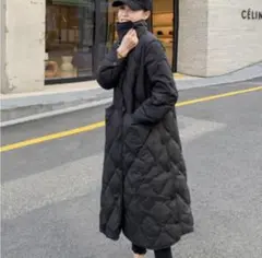 キルティングコート ロングコート ブラック 黒 ジャケット 大きいサイズ 韓国
