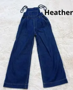 Heather デニムサロペット オールインワン ワイドパンツ FREE ヘザー