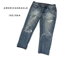 【美品】アメリカンイーグル ジーンズ 青 Mサイズ ダメージ加工 カジュアル 秋