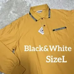 【新品タグ付き】ブラック＆ホワイト 長袖 ポロシャツ マスタード メンズ L