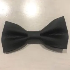 蝶ネクタイ　レザー　クリップ付き　ブラック　リボン　キッズ　フォーマル