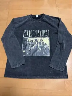 黒いプリント長袖カットソー Lサイズ