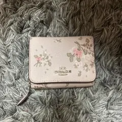 COACH 花柄 三つ折り財布 ピンク