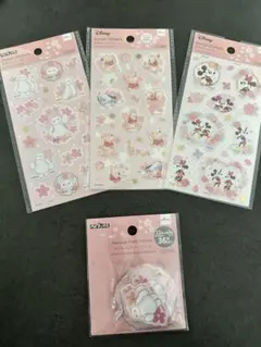 ディズニー　デザインシール　さくら　ミッキーミニー　ベイマックス　プーさん