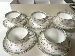 【新品未使用】ノリタケ ボーンチャイナ 花更紗 カップ & ソーサー 5客