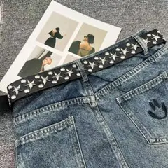 新品 ウェスタンベルト スタッズベルト y2k 星 黒 ブラック ロック パンク