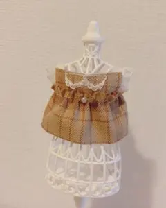 チェックワンピース ぬい服 10cm