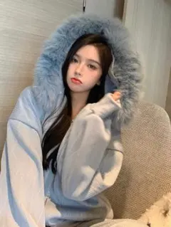 韓国♡あったか ふわカワ セットアップ ♪ ファーフード付き パーカー パンツ