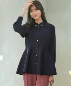 【エニィスィス】【洗える】ペプラムニット ジレ