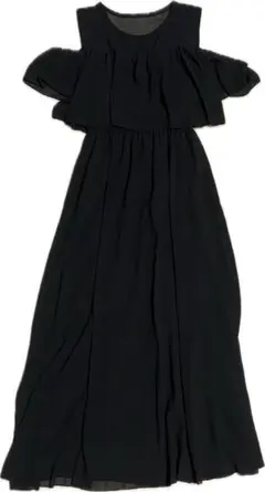 ブラックオフショルダー レディース ワンピース 黒 セクシー 肩出し フリル