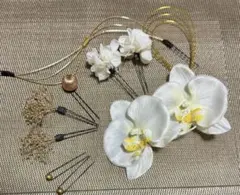 胡蝶蘭 髪飾り 七五三 和装 成人式 白 ヘアアクセサリー 水引 パール