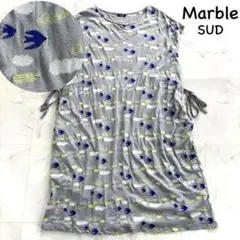 ゆったり✨マーブルシュッド　Marble SUD 刺繍　鳥　雲　ワンピース
