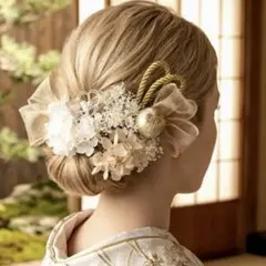 成人式髪飾り 卒業式 振袖 前撮り 和装 紫陽花 シャンパンページュ