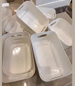 ホワイトプラスチック収納バスケット7個セット