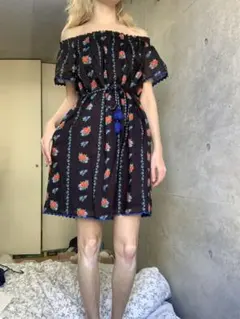 Tory Burch トリーバーチ花柄オフショルダーフリーサイズワンピース