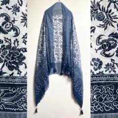 import /エスニック花柄藍色ストールのサムネイル
