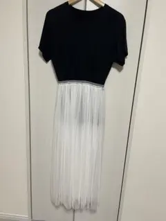 ミラオーウェン　ドッキングワンピース　配色カラー　プリーツ