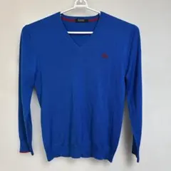 BURBERRY BLACK LABEL Vネックニットセーター 青