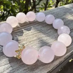 【訳あり】ローズクォーツブレスレット　14ミリサイズ