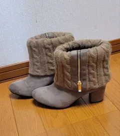 スエード調 ニット ブーツ