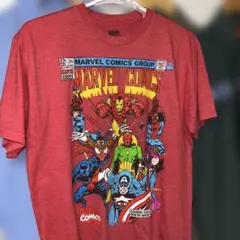 MARVEL COMICS・オールスター・ビックプリントTシャツ・レッド・L