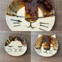 骨董　古陶　絵瀬戸　古瀬戸　希少　ブチ猫　眠り猫 図案　豆皿　手塩皿　小皿５客 骨董 古陶 絵瀬戸 古瀬戸 希少 ブチ猫 眠り猫 図案 豆皿 手塩皿 小皿5