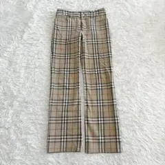 美品 バーバリーロンドン フレアデニム フェード加工 ノバチェック 36