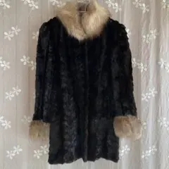 【レア】ミンクファー　ジャケット　毛皮　S～M　ハーフコート　黒　ブラック