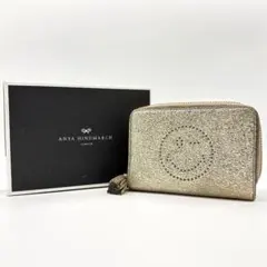 アニヤハインドマーチ ミニ財布　スマイリー　ラウンドファスナー ゴールドのサムネイル