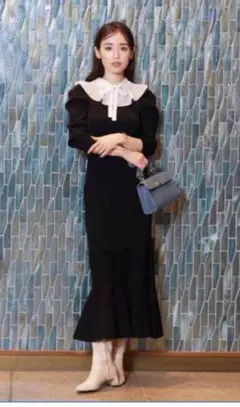 プリーツカラーニットワンピース　snidel