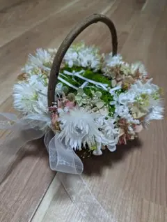 ドライフラワー リングピロー 花かご型