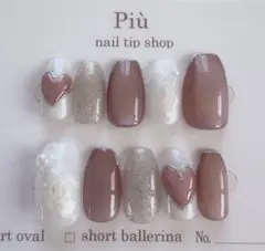 No.55 ネイルチップ　マグネット　ミラー　フラッシュ　ぷっくりハート　推し活