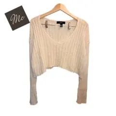 FOREVER 21 オフホワイト クロップドニット M　ショート丈サマーニット