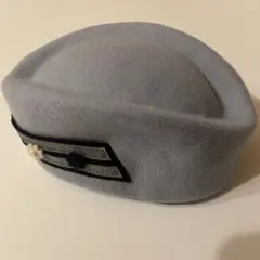 LARDINI グレー ベレー帽 ウール素材 花モチーフ