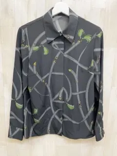 Aquascutum アクアスキュータム スカーフ総柄 長袖シャツ 日本製