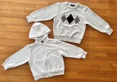 2点セット コムサイズム キッズ パーカー トレーナー 110 ホワイト グレー