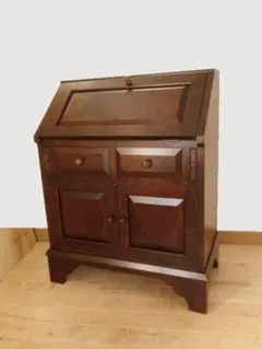 上ヶ嶋木工 旭川家具 英国クラシック 木製ライティングビューロ サイド