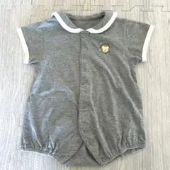 グレー ロンパース 100%コットン　セーラー風　半袖