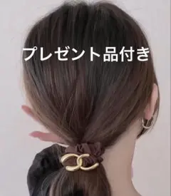 新品、ヘアゴム 金色リング付き、二つお色有りどっちでもOK、最終値下げ、即購入可