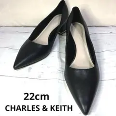 【極美品】 CHARLES&KEITH ブラック ポインテッドトゥ パンプス