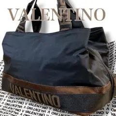 VALENTINO 良品 多収納 キャンバス トートバッグ ブラック 袋付きのサムネイル